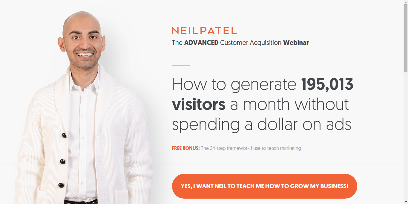 neilpatel landing page