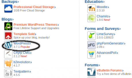 Installing WordPress using SimpleScripts