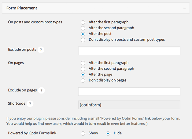 Optin Forms Form Placement