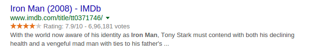 rich snippets google serp iron man