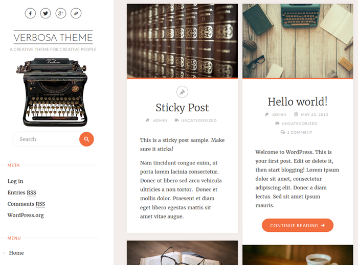 free wordpress theme for artists verbosa