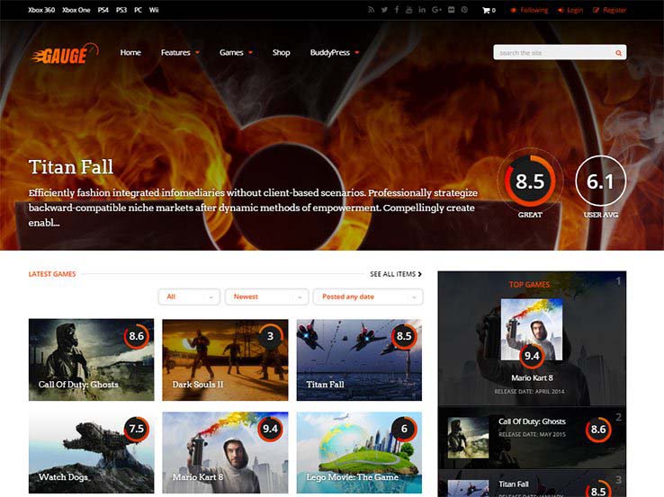 Best WordPress Gaming Themes 2017 | Gauge