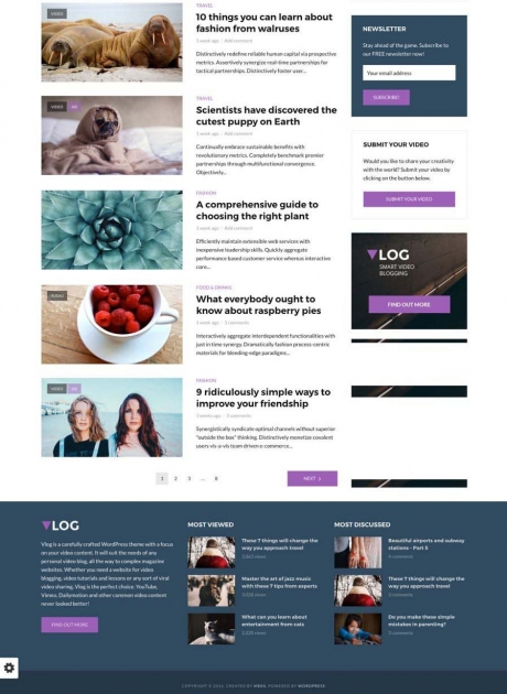 Vlog WordPress Theme Design