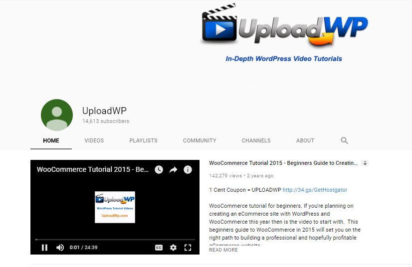 uploadwp Youtube channel