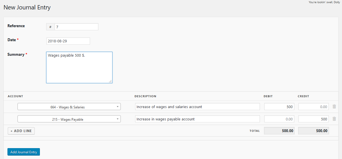 wordpress accounting system