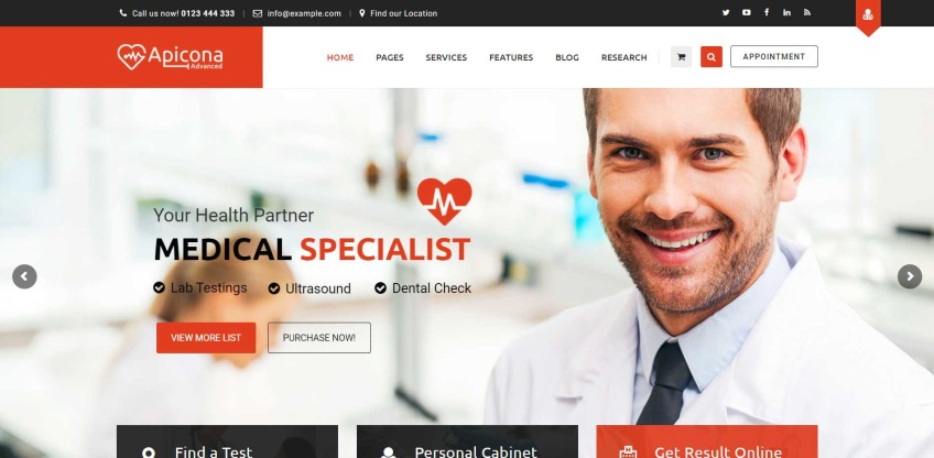 Apicona - Medical WordPress Theme