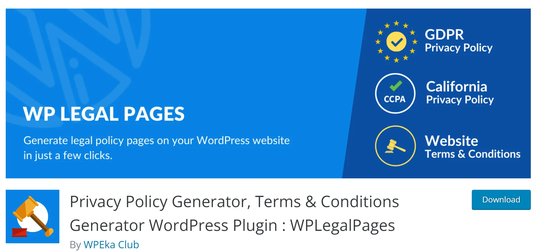 WPLegal Pages plugin