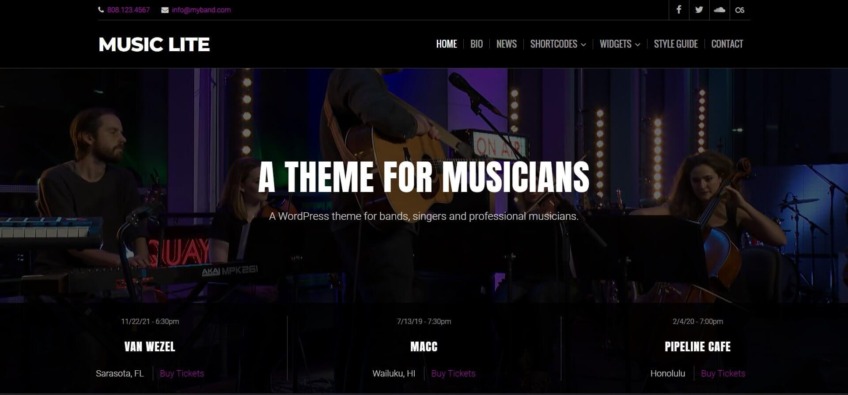 Music Lite- wordpress theme for musicians