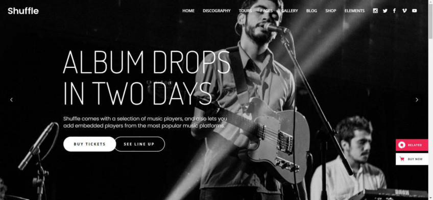 Shuffle- wordpress theme for musicians