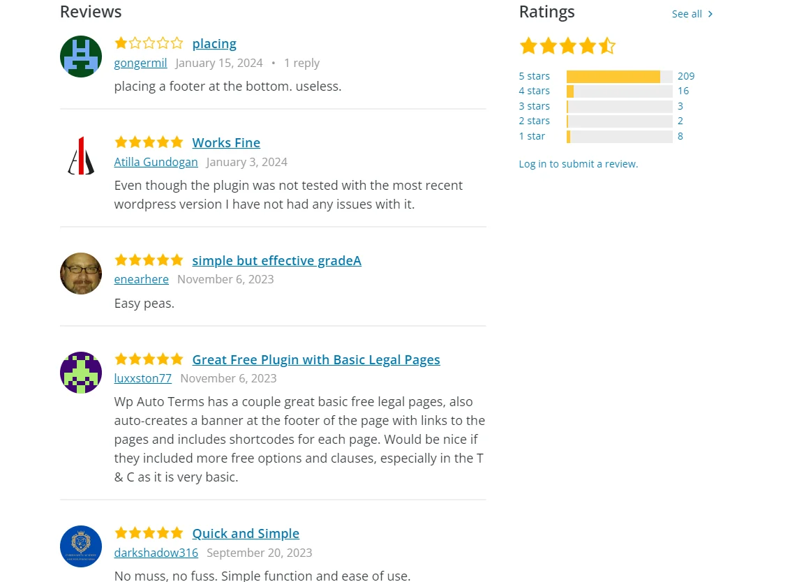 WP AutoTerms customer supports and Reviews