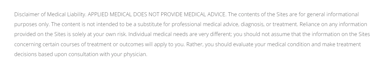 Applied Medical Disclaimer