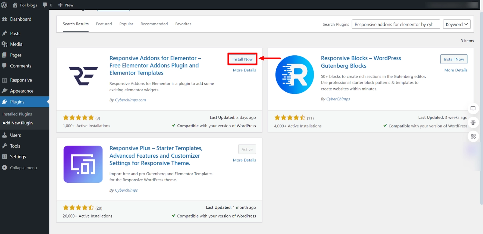 Searching for responsive addons for Elementor plugin