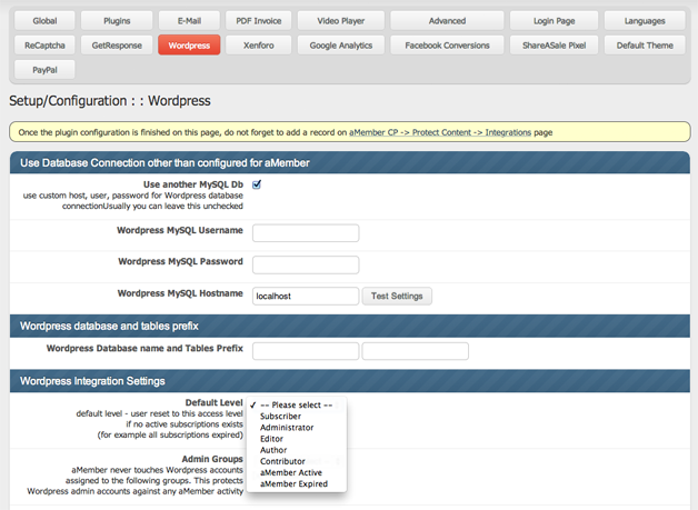 aMember WordPress Integration