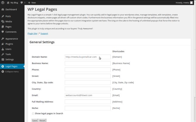 WP Legal Pages Business Information