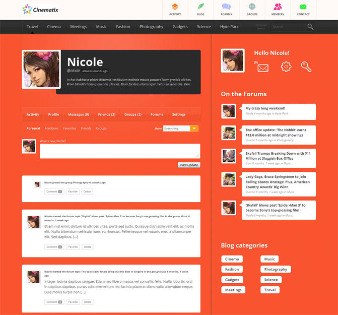 Great BuddyPress Themes-cinematix1