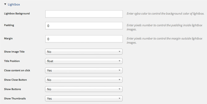 Grid FX Lightbox Settings
