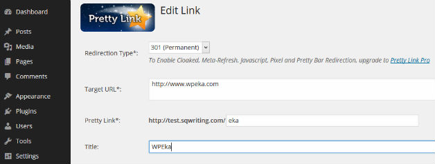 Setting up Pretty Link