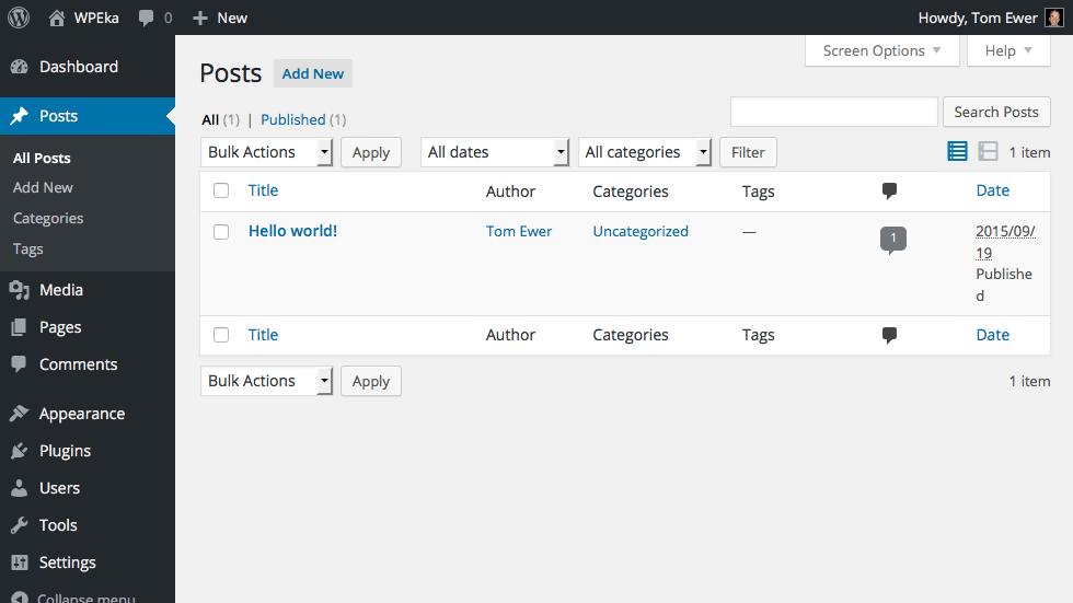 Sample WordPress post