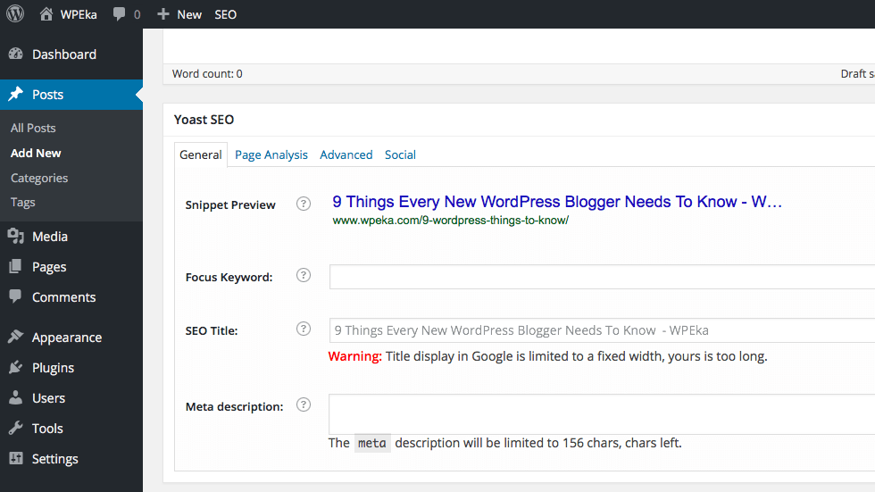 Yoast SEO post metabox
