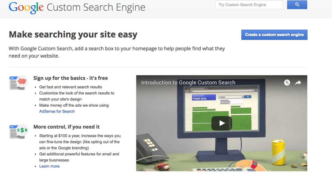 google custom search engine screenshot