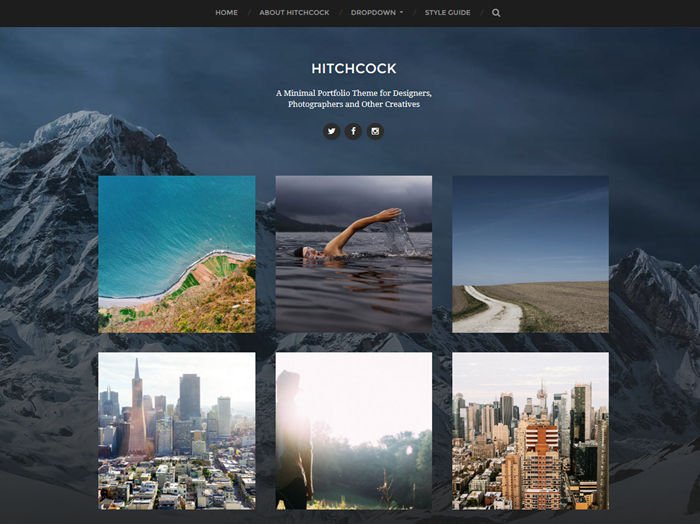 hitchcock free wordpress theme for artists