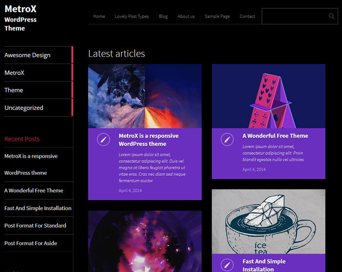 free wordpress theme for artists Metrox