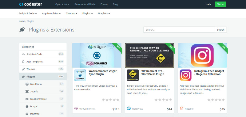 codester plugins and extensions