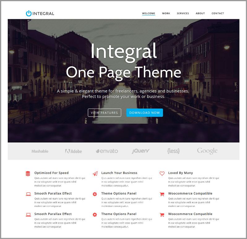 integral header area and features