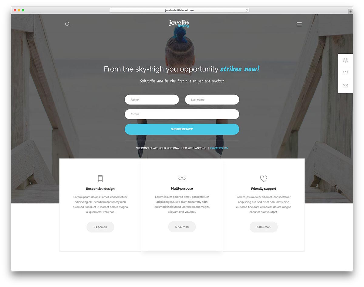 Landing Page WordPress Themes | Jevelin