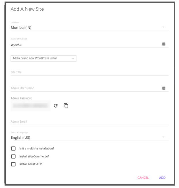 Add a new site