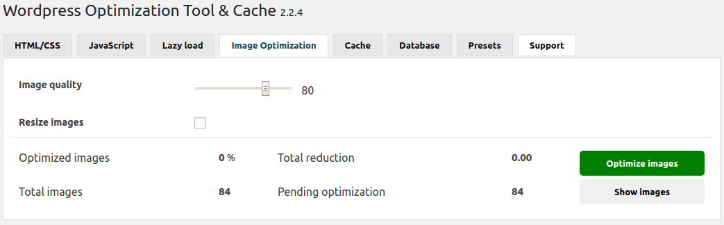WOT Cache plugin Image optimization
