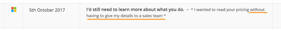 website survey asking why a person decided to leave the site without inquiring