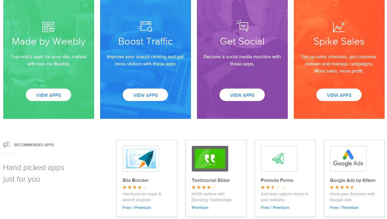 Weebly interface