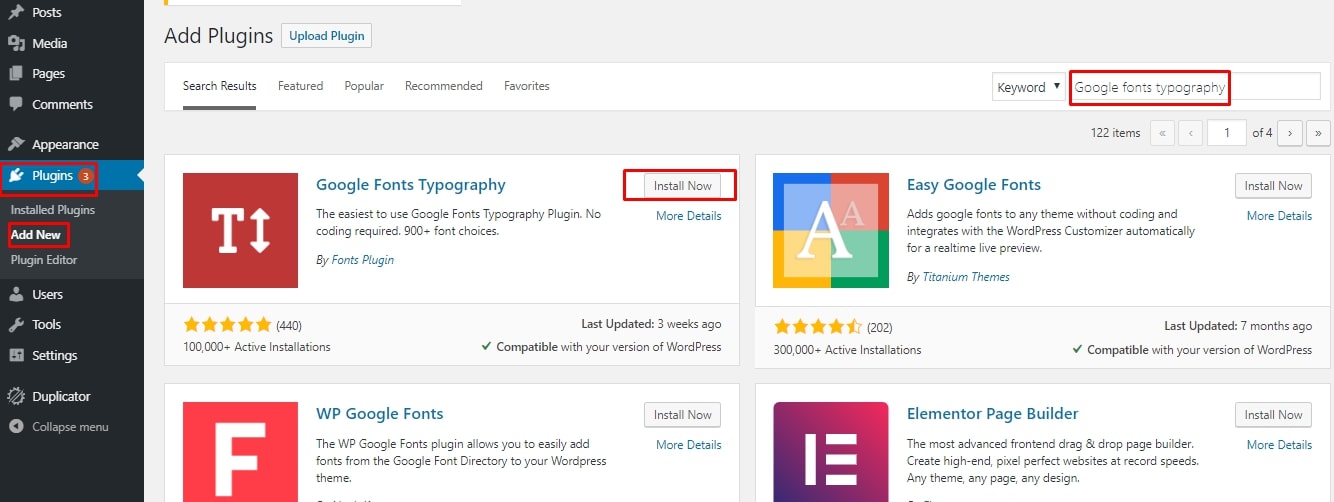 Google Font for WordPress