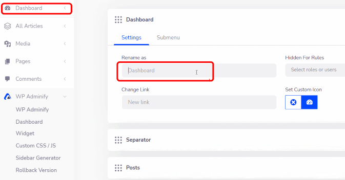 Menu editor Menu editor