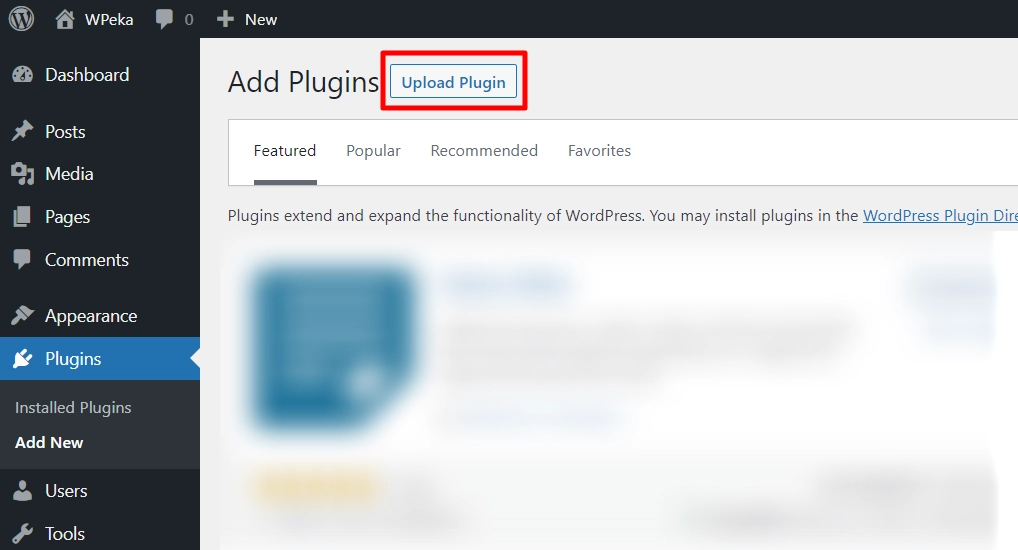Upload the zip file