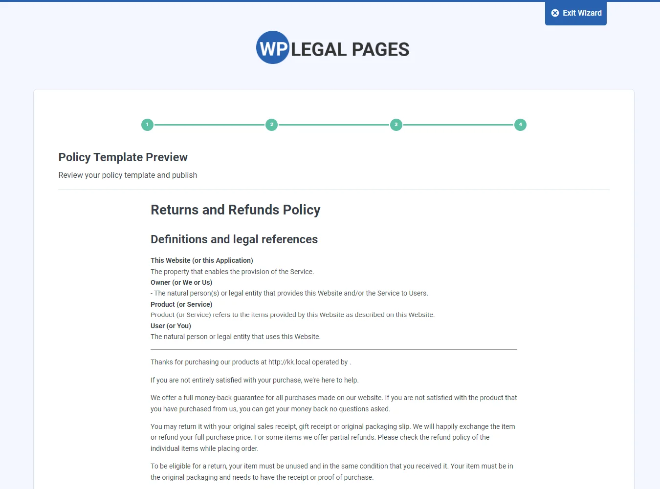 Policy template Preview