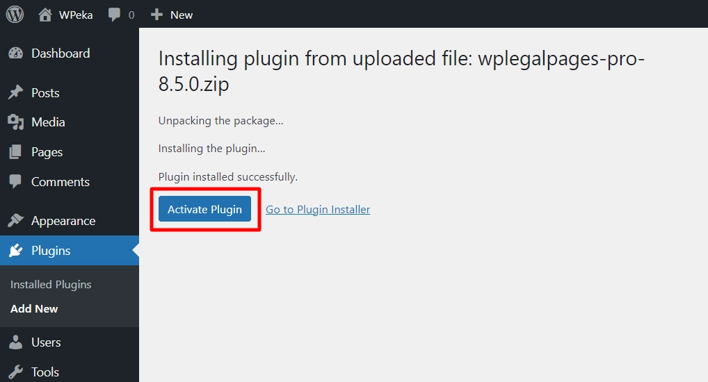 Activate Plugin