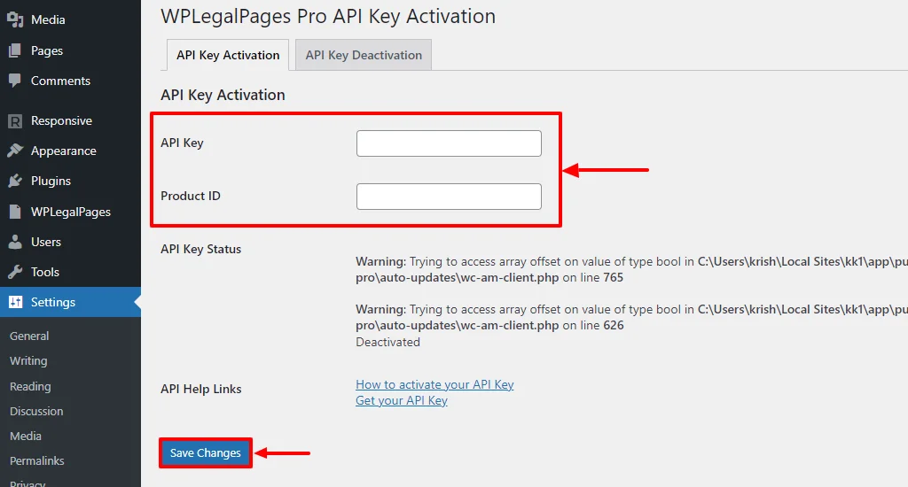 Fill the API key and Product ID 