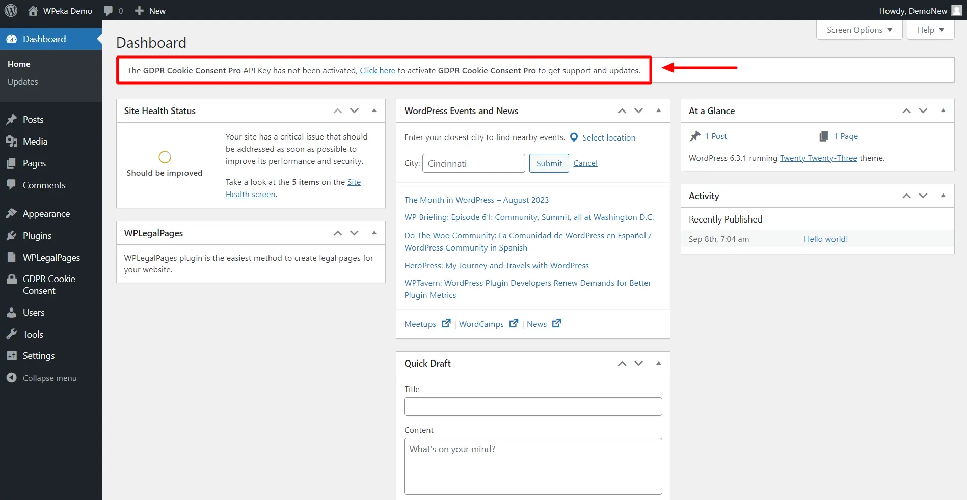 select Click here to activate the Pro plugin