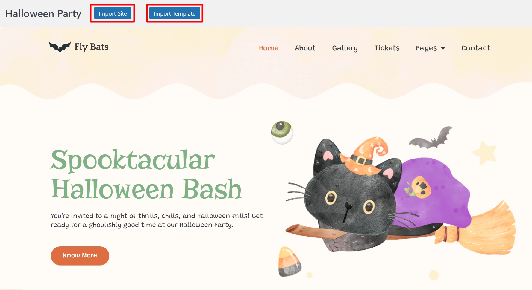 Here, you'll get two options:Â Import Site and Import Template.