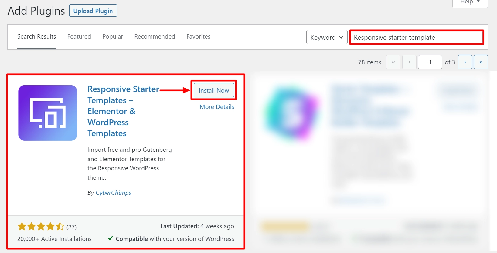 Search 'Responsive Starter Templates'Â and install it