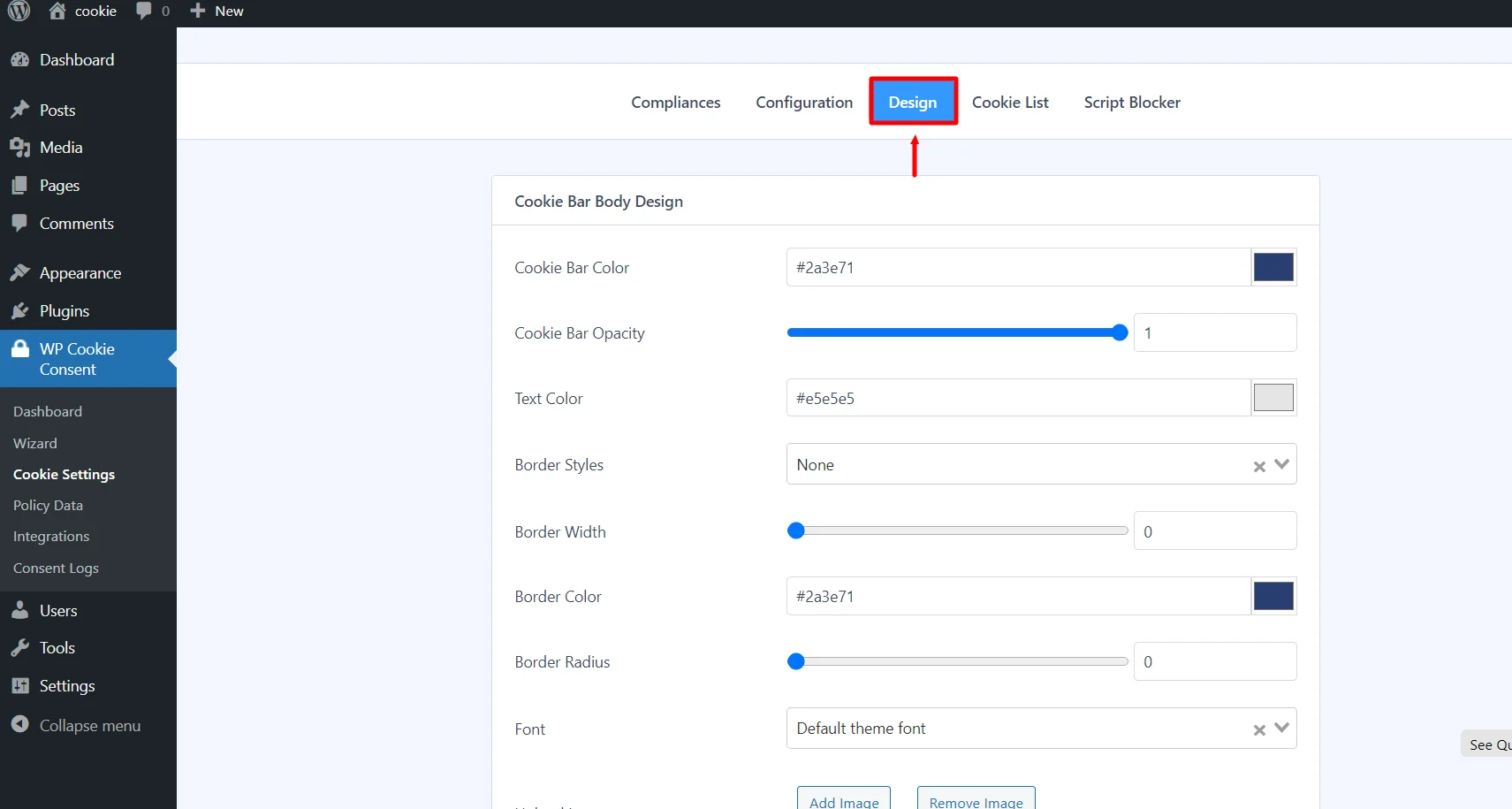 Design tab