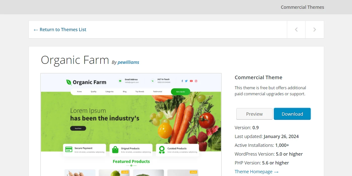 Organic farm theme