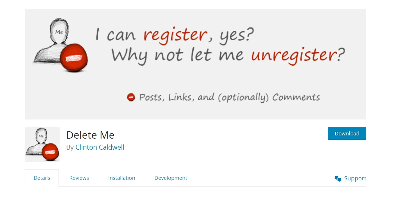 Delete me plugin