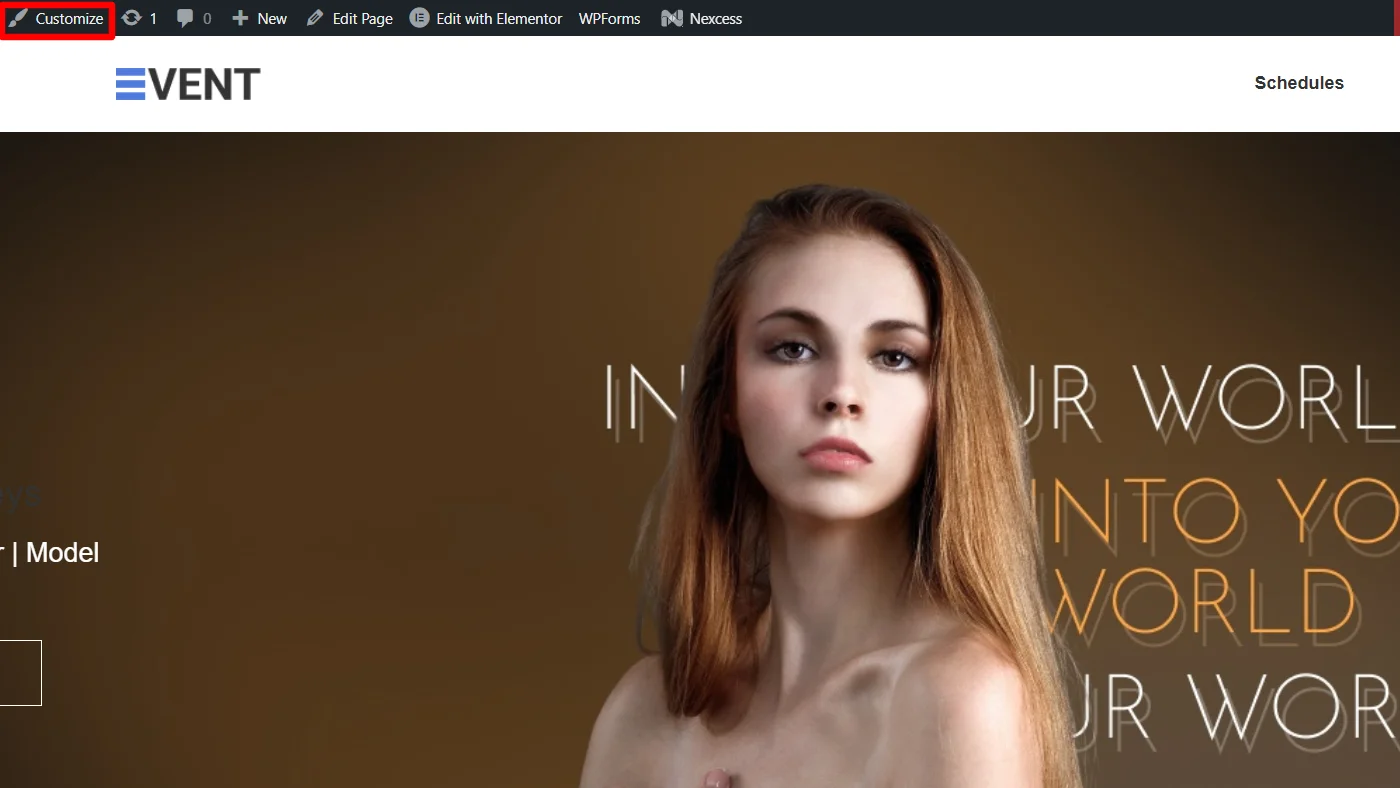 Clicking customize
