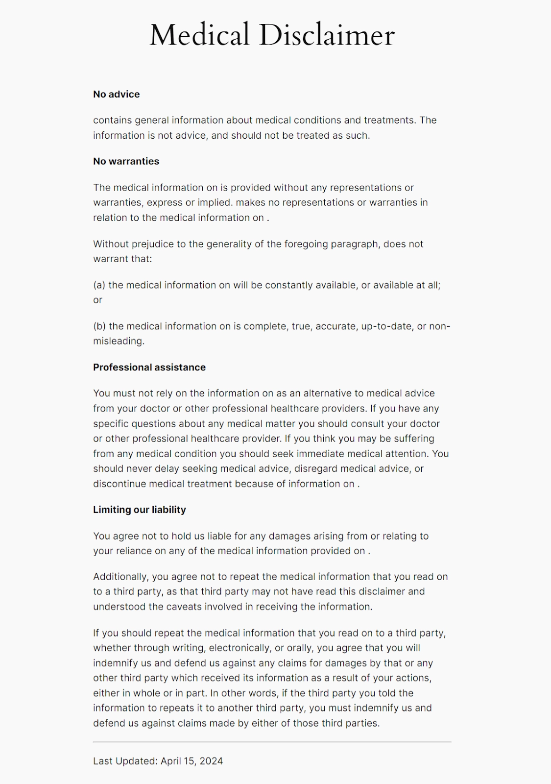 Medical Disclaimer