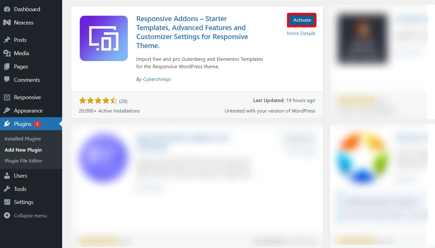Activating plugin