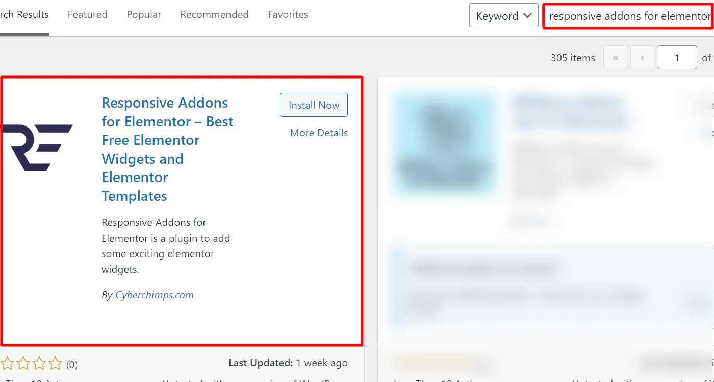 Searching responsive addons for elementor