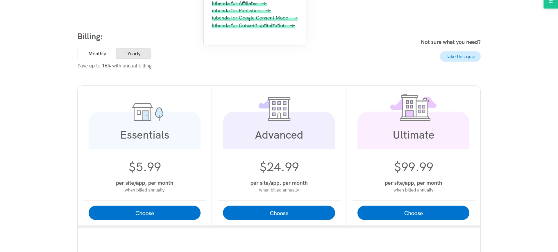 iubenda pricing